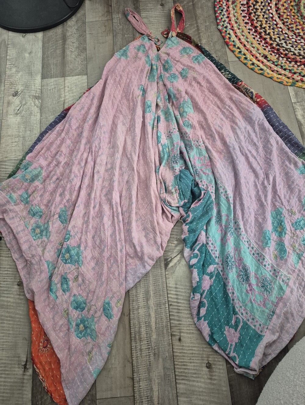 Custom High Quality Kantha Jumpsuit Reversible Harem Bohemian Patchwork L-XXL - Picture 9 of 14